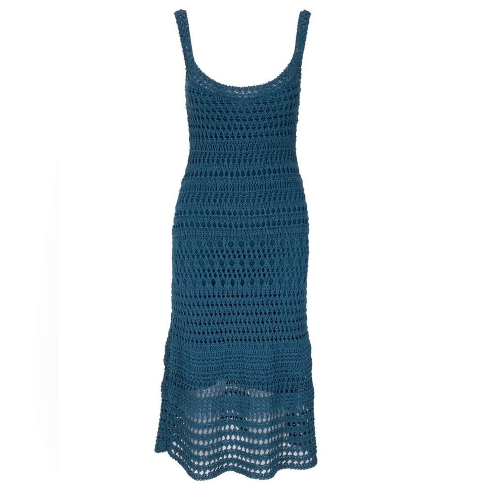 Vince Blue Waltz Crochet Midi Dress